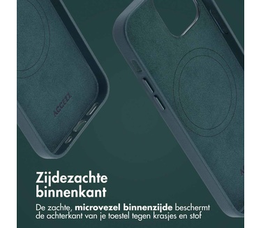 Accezz MagSafe Leather Backcover iPhone 12 (Pro) - Donkergroen