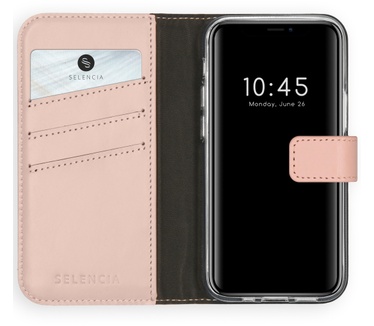 Selencia Echt Lederen Bookcase iPhone 12 Mini - Roze