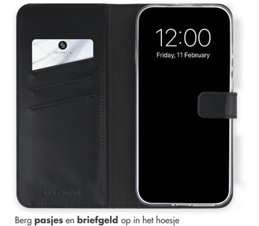 Selencia Echt Leren Bookcase Xiaomi 17 Ultra - Zwart