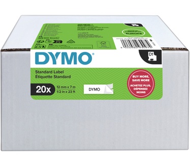 Dymo DYMO originele D1 labels | Zwarte Tekst op Wit Label | 12 mm x 7 m | zelfklevende etiketten voor de LabelManager labelprinters | 20 stuks | gemaakt in Europa