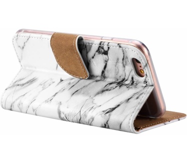Marmer print lederen Bookcase hoesje voor de Apple iPhone 6 / 6S - Wit (Apple iPhone 6 / 6S) Wit