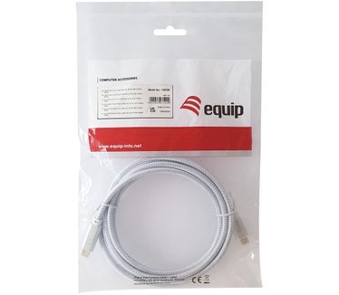Equip 128360 USB 3.2 Gen 2 C naar C kabel, M/M, 3.0m, PD 100W, 4K/60Hz, 10Gbps, Wit