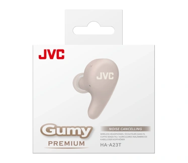 JVC HA-A23T-T True Wireless Gumy Premium hoofdtelefoon met ruisonderdrukking, Bluetooth 5.4, omgevingsgeluidsmodus, 26 uur batterijduur en doorschijnend oplaadetui, USB-C, bruin (Zwart)