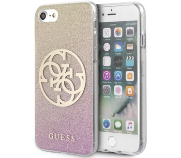 Guess Circle Glitter Hard Cover - iPhone 7/8/SE (2020) - Roze  Roze