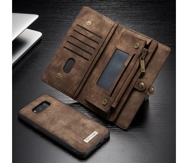 Caseme Samsung Galaxy S8 Plus Luxe Lederen Portemonnee Hoesje - uitneembare backcover Bruin