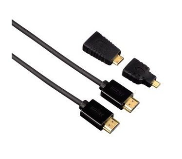 Hama High Speed HDMI Cable Ethernet, 1.50m + 2 HDMI adapters