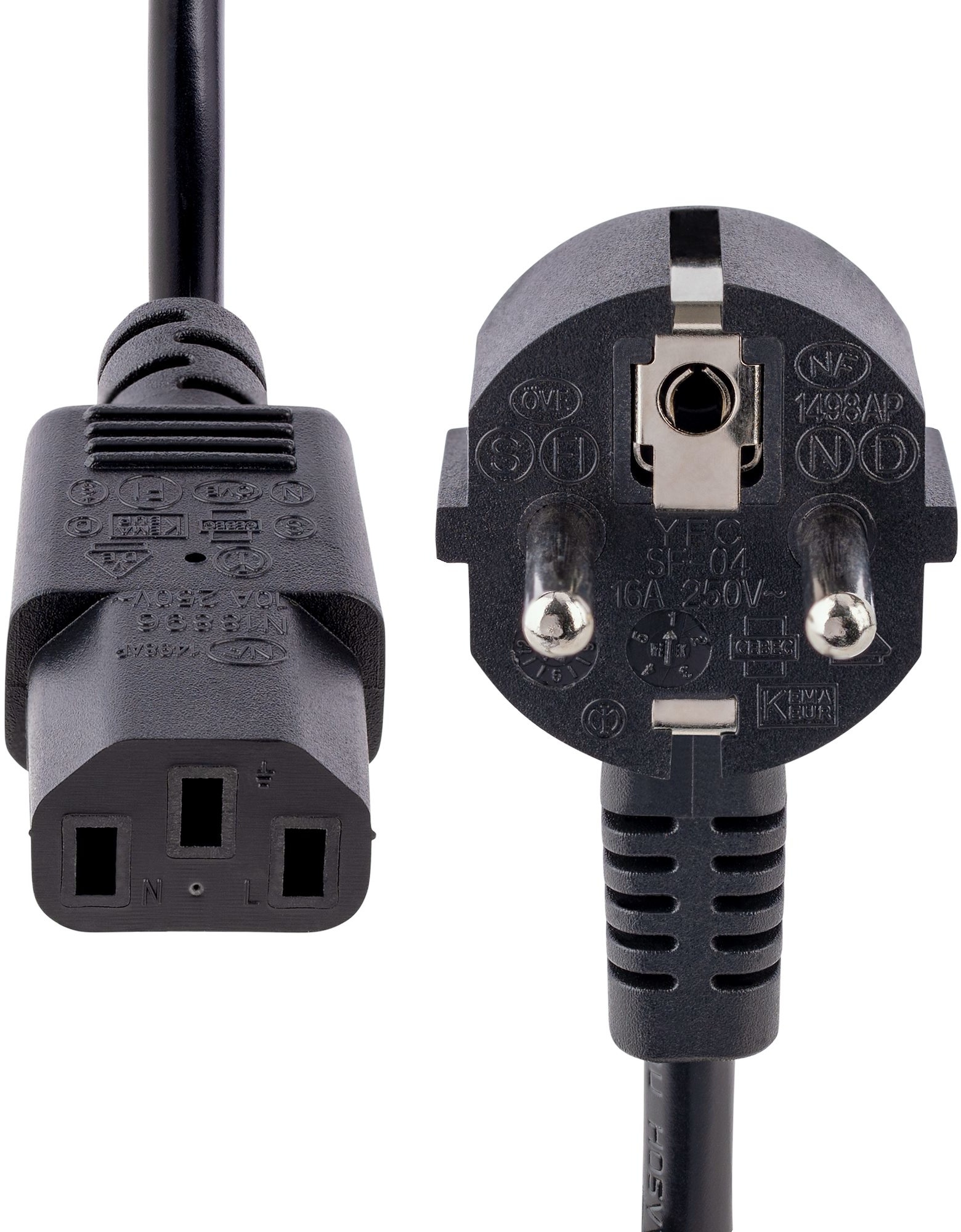 Cavo Alimentazione Kentek 1,8m 18AWG &ndash; Spina Schuko CEE 7/7 A C13 Femmina A Gomito