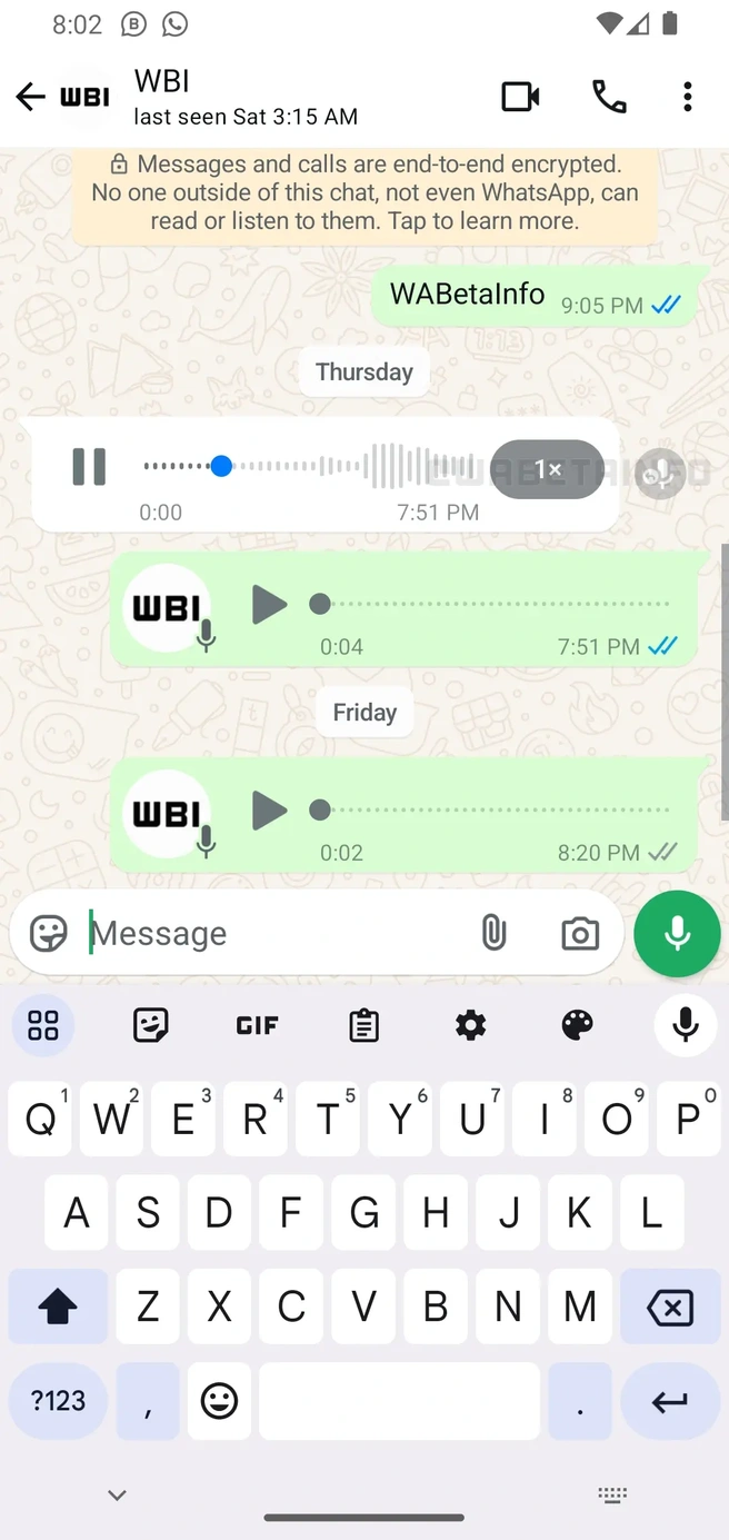 Quick reply-knop in WhatsApp. Bron: WABetaInfo