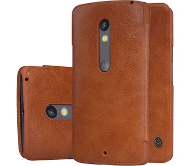 Nillkin Qin PU Leder Book Case voor Motorola Moto X Play - Bruin