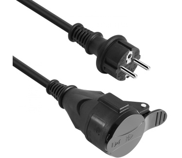 Allteq Verlengsnoer Buiten - rubber verlengkabel - ip44 Zwart