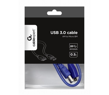 Gembird CCP-mUSB3-AMBM-0.5M Blauw