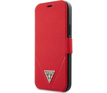 Guess Saffiano V-Stitch Book Case iPhone 12 Pro Max (6.7") - Rood Rood