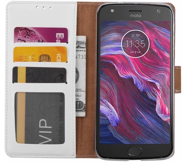 Luxe Lederen Bookcase hoesje voor de Motorola Moto X4 - Wit (Motorola Moto X4) Wit