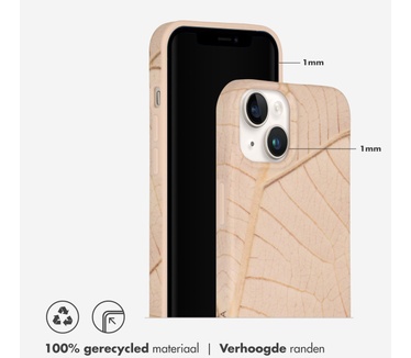 Selencia Aurora Fashion Backcover iPhone 14 - Duurzaam hoesje - 100% gerecycled - Earth Leaf Beige
