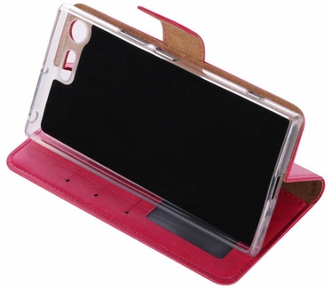 Luxe Lederen Bookcase hoesje voor de Sony Xperia XZ Premium - Roze (Sony Xperia XZ Premium) Roze