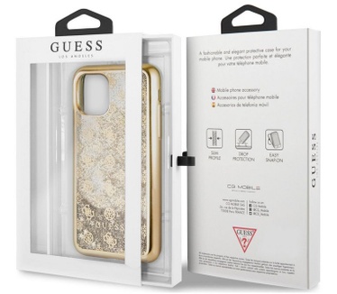 Guess 4G Peony Liquid Glitter Hard Case - Apple iPhone 11 - Goud  Goud