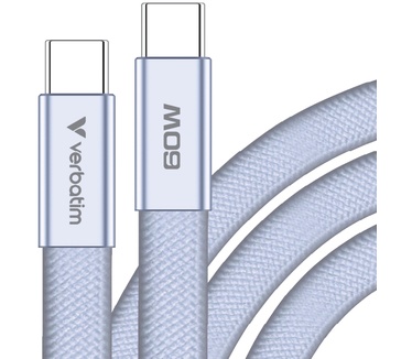Verbatim SoftTouch-kabel voor synchroniseren en opladen, 60 W USB-C naar USB-C | 120 cm | Paars