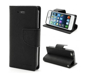 Mercury Apple iPhone SE Fancy Diary Wallet Case - TPU frame - Black