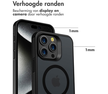 Accezz Rugged Frosted Backcover met MagSafe iPhone 15 Pro Max - Zwart