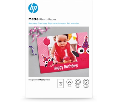HP mat fotopapier, 180 g/m2, 10 x 15 cm (101 x 152 mm), 25 vellen