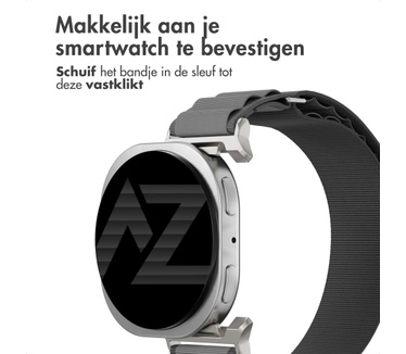 Accezz Nylon Alpine bandje voor de Samsung Galaxy Watch 9 (40/44mm) / Watch 8 (40/44mm) / Classic (46mm) - Dark Grey