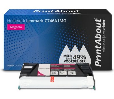 PrintAbout Huismerk Lexmark C746A1MG Toner Magenta