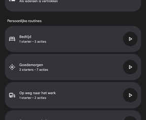 Google Home routines in smartphone app