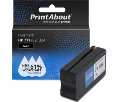 PrintAbout Huismerk HP 711 (CZ133A) Inktcartridge Zwart