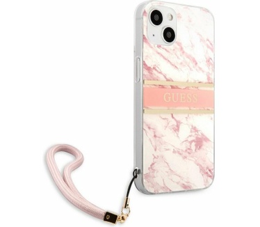 Guess Marble Stripe Back Case - Apple iPhone 13 (6.1") - Roze Roze