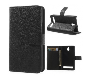 qMust Wallet Case met stand Sony Xperia E1 (black)