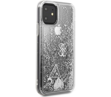 Guess Hearts Liquid Glitter Hard Case - iPhone 11 (6.1") - Zilver  Zilver