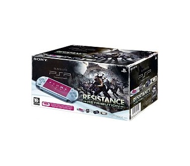Sony PSP Mystic silver spelcomputer + Resistance Retribution Zilver