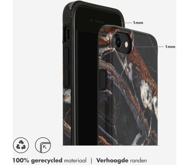 Selencia Aurora Fashion Backcover iPhone SE (2022 / 2020) / 8 / 7 - Duurzaam hoesje - 100% gerecycled - Zwart Marmer