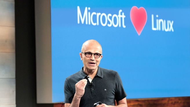 Ceo Satya Nadella, Microsoft houdt van Linux. Bron: Microsoft