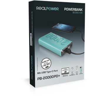 RealPower PB-20000PD+ Lichtblauw