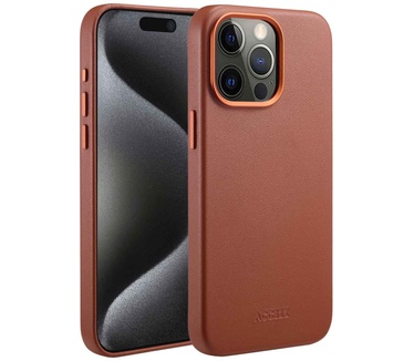 Accezz MagSafe Leather Backcover iPhone 15 Pro Max - Bruin