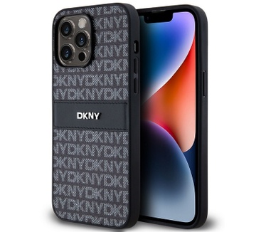 DKNY Textured Tonal Stripe Back Case - iPhone 15 Pro Max - Zwart Zwart