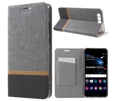 qMust Huawei P10 Plus Wallet Case - TPU frame - Striped Grey