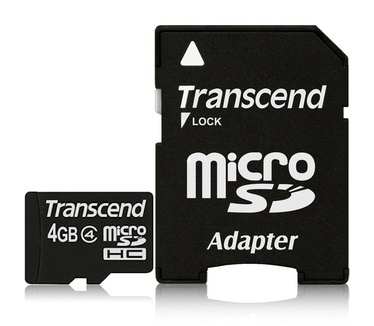 Transcend microSDHC 4GB Class 4 + Adapter