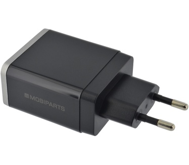 Mobiparts Wall Charger Dual USB 4.8A + Micro USB Cable Black