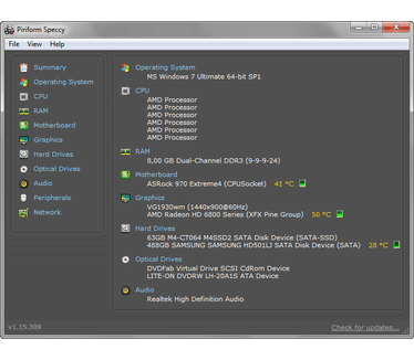 Speccy 1.15 build 309 screenshot