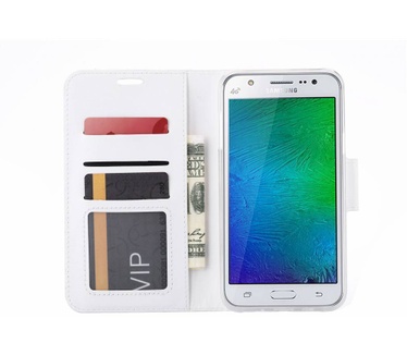 Luxe Lederen Bookcase hoesje voor de Samsung Galaxy J7 2016 - Wit (Galaxy J7 2016) Wit