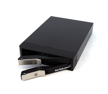 Startech StarTech.com 3.5in Trayless Hot Swap SATA Mobile Rack for Dual 2.5in Hard Drives - Mobiel opslagrek -