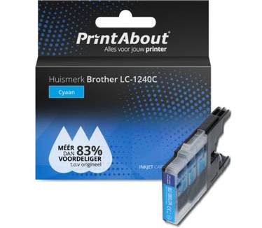 PrintAbout Huismerk Brother LC-1240C Inktcartridge Cyaan