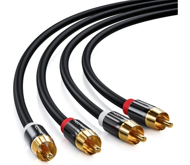 deleyCON deleyCON 12,5m Cinch Kabel Stereo Audio Cinch RCA Kabel 2x Cinch Stecker zu 2x Cinch Stecker HiFi-Anlage HiFi-Receiver Heimkino Blu-Ray Player schwarz