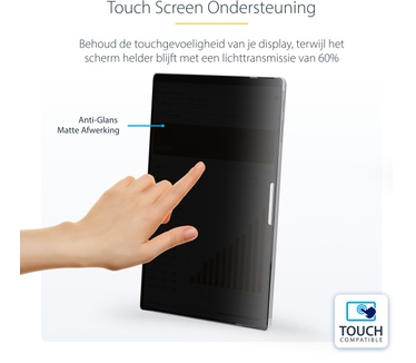 Startech.com 4-Way 13-inch Surface Pro 8/9/X Laptop Privacy Filter, Portrait/Landscape Modes, Touch-Enabled, Anti-Glans Security Filter, +/- 30 Graden Kijkhoek, 51% Blauw Licht Vermindering