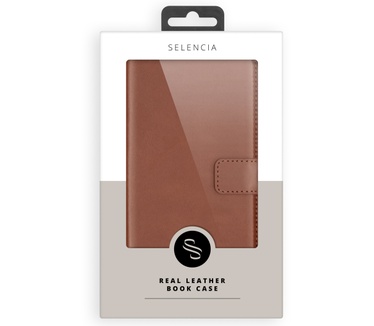 Selencia Echt Lederen Bookcase iPhone 14 Pro - Lichtbruin