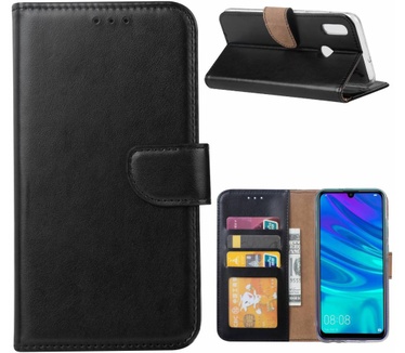 Luxe Lederen Bookcase hoesje voor de Huawei P Smart 2019 - Zwart (P Smart 2019) Zwart