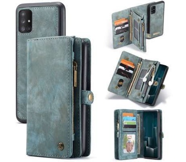 Caseme Samsung Galaxy A51 Luxe Leren Portemonnee Hoesje Blauw