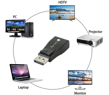 Techly DisplayPort V.1.2 M to VGA F Adapter Zwart